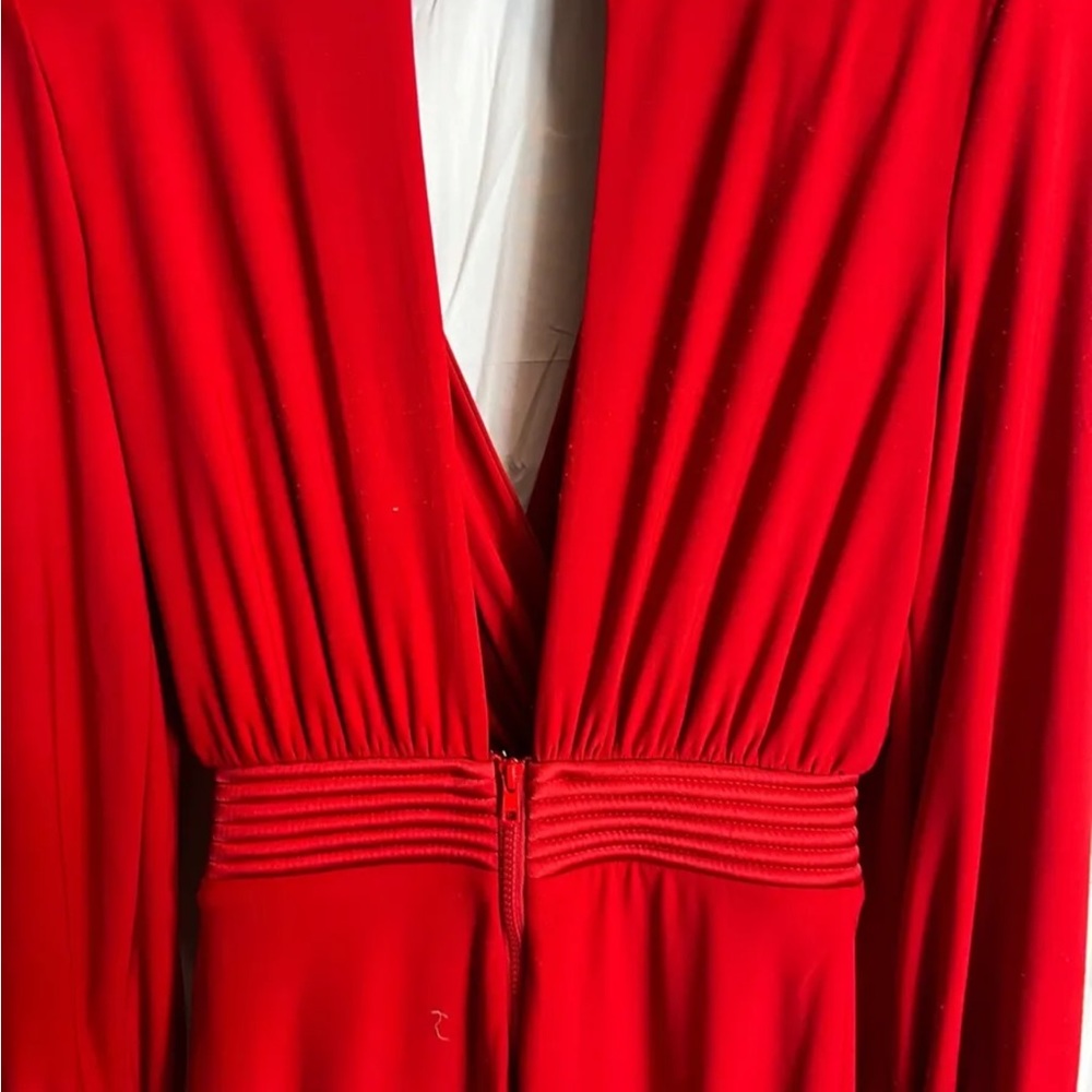 Zhivago Red Plunge Midi Dress - Picture 7 of 10